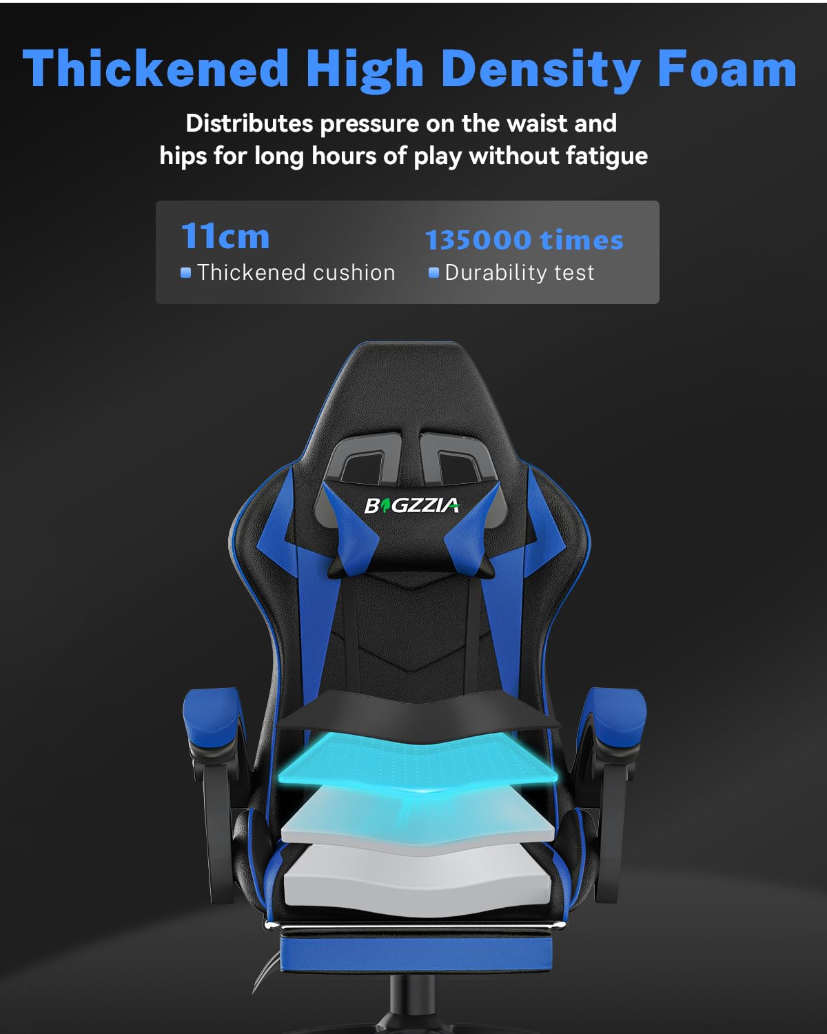 Gaming Chair with Footrest - Ergonomic High Back Reclining Computer Chair