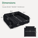 Sleeper Modular Sectional Sofa 9 Seater Velvet Sectional Sofa with Storage Sectional