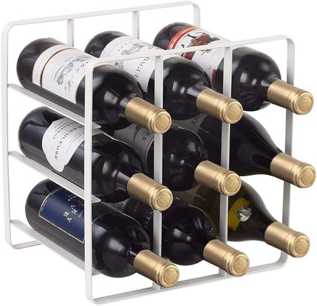 9 Bottles Metal Wine Rack, Free-Standing Cabinet Water Bottle