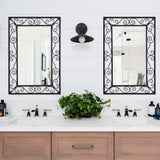 Black Metal Scroll Frame Wall Mirror 36x24 Inch