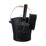 2.15 Gallon Black Ash Bucket and Fireplace Tool Set with Lid