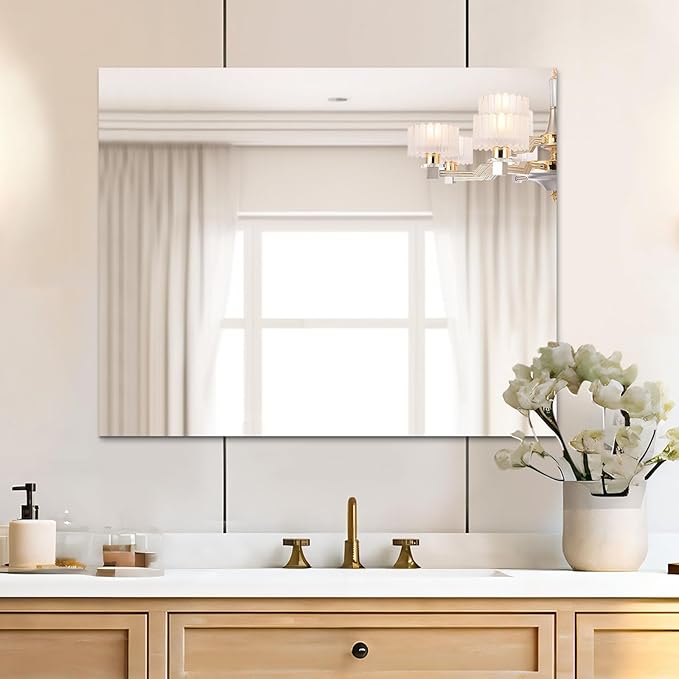Frameless Mirror, Wall Mirror  Modern Rectangle Bathroom Mirrors