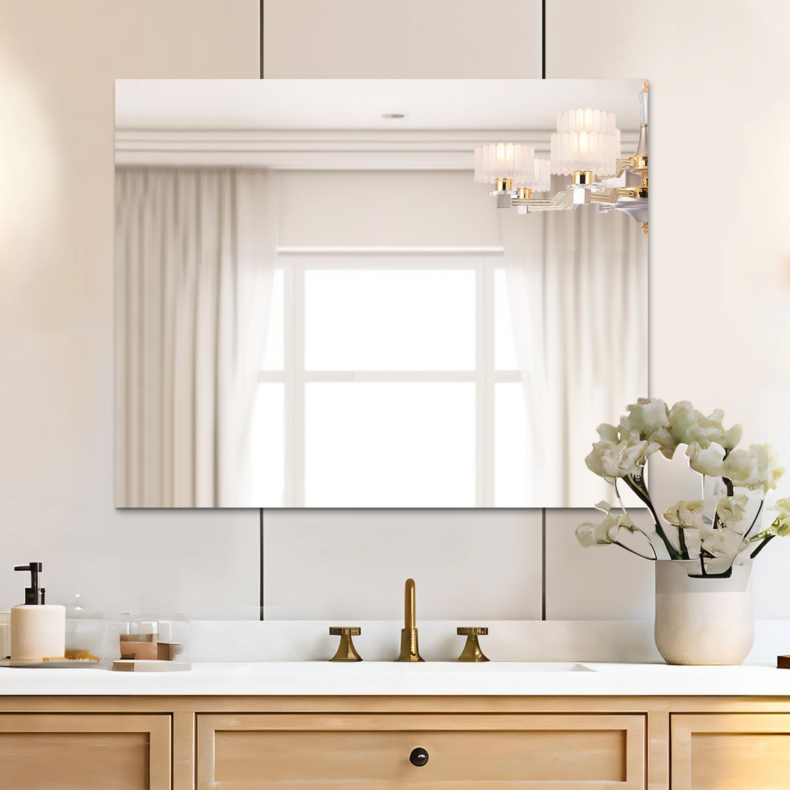 Frameless Mirror, Wall Mirror  Modern Rectangle Bathroom Mirrors