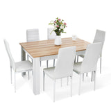 Table and Chairs Set 6, 7 Pieces Kitchen Table Set with High Back Faux Leather Chair