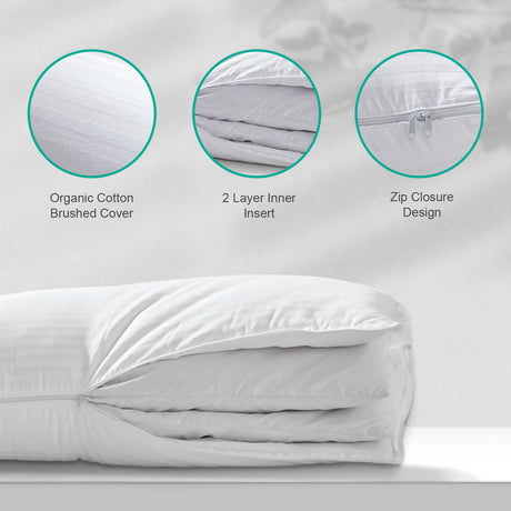 2-in-1 Assembleable Goose Feathers Down Pillow for Sleeping, King Size Soft-Medium