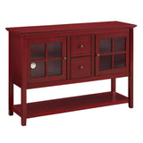 Charlotte Classic Glass Door Storage Buffet, 52 Inch, Red