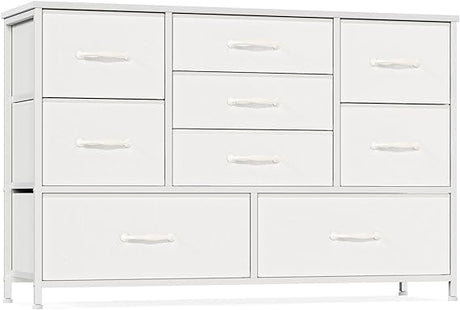 Wide Dresser with 9 Large Drawers for 55'' Long TV Stand Entertainment Center