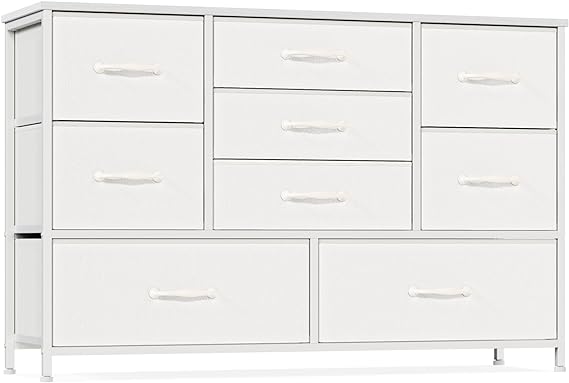 Wide Dresser with 9 Large Drawers for 55'' Long TV Stand Entertainment Center