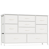 White Dresser with 9 Large Drawers for 55'' Long TV Stand Entertainment Center