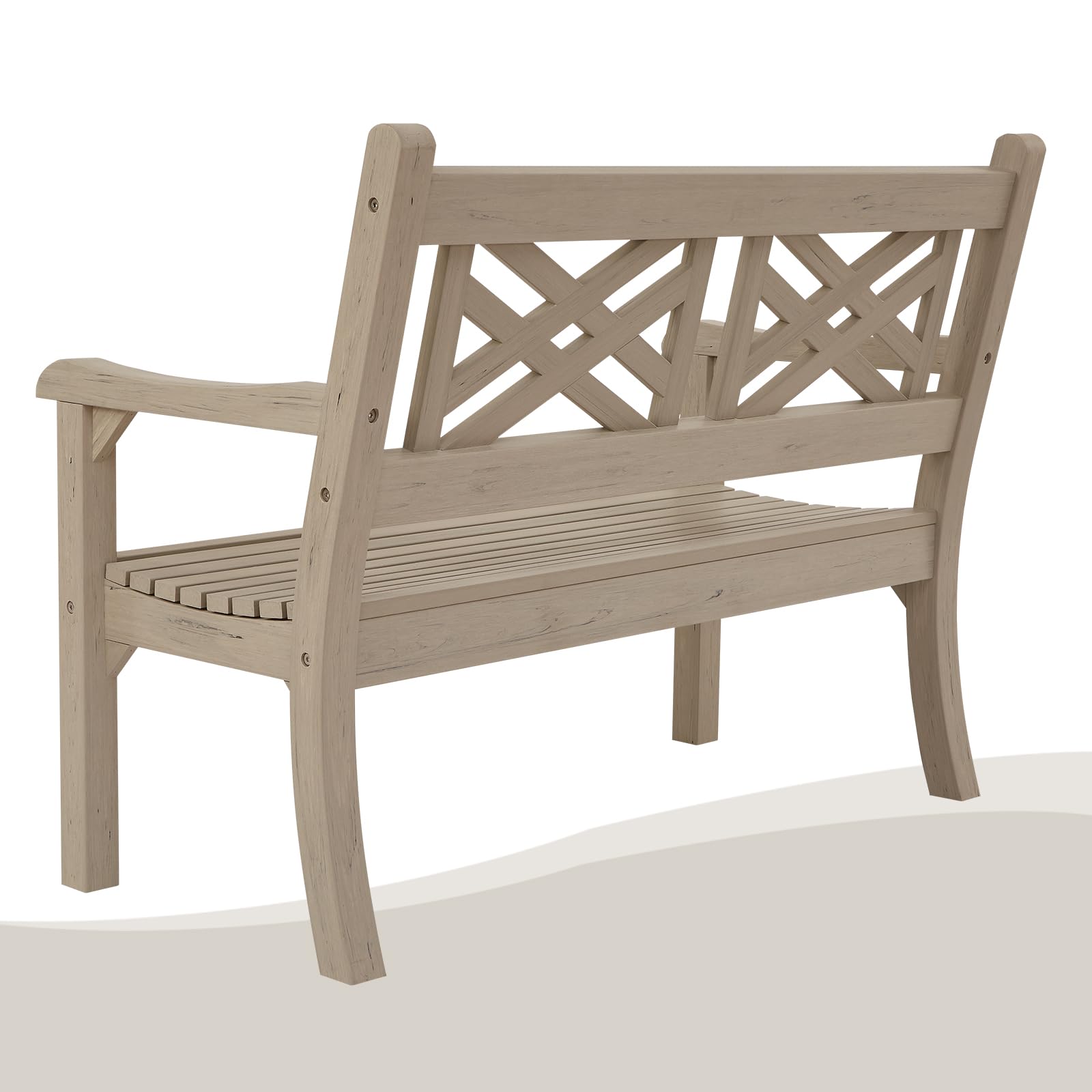 49''W Outdoor Bench, All-Weather Poly Lumber Garden Bench with Decorative Backrest