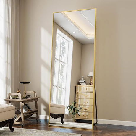 Oversized Full Length Mirror, 76" x 34" Floor Mirror with Stand, Aluminum Alloy