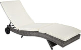 Chaise Lounge Pool Chair, Outdoor PE Rattan Cushioned Patio Sun Lounger