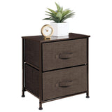 Small Storage Dresser End/Side Table Night Stand with 2 Removable Fabric Drawers - Organizer for Bedroom, Living Room, Closet - Hold Clothes, Linens, Accessories, Lido Collection, Dark Brown