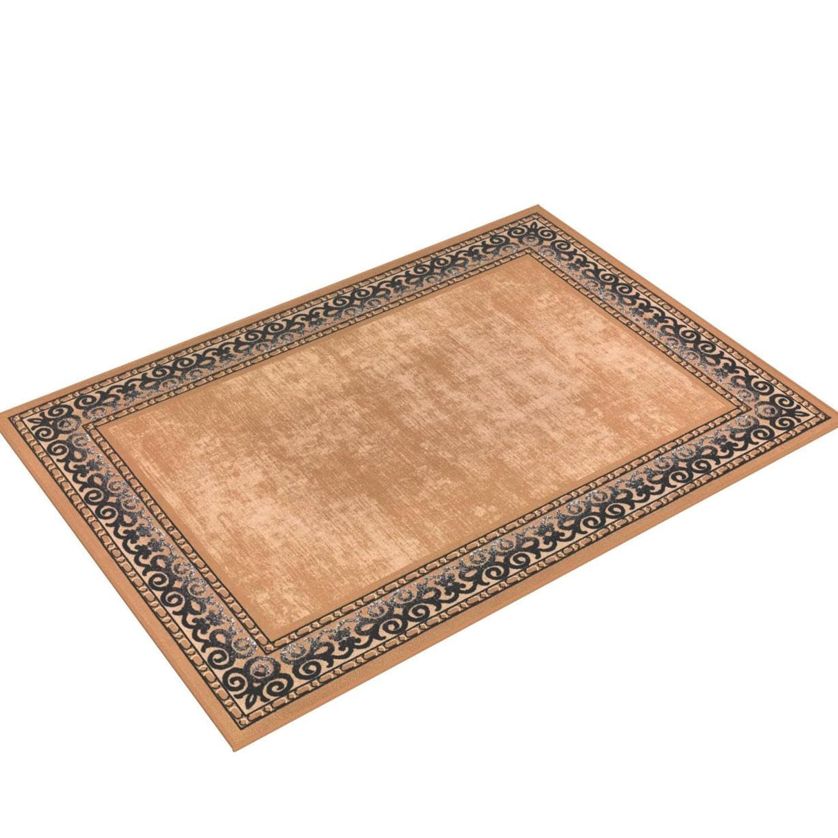 Antep Rugs Alfombras Bordered Modern 5x7 Non-Slip (Non-Skid) Low Pile Rubber Backing Indoor Area Rug (Gold Brown, 5' x 7')