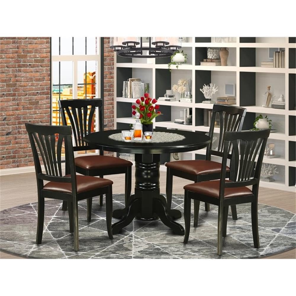 -BLK-LC 5 Piece Modern Dining Table Set Includes a Round Kitchen Table with Pedestal