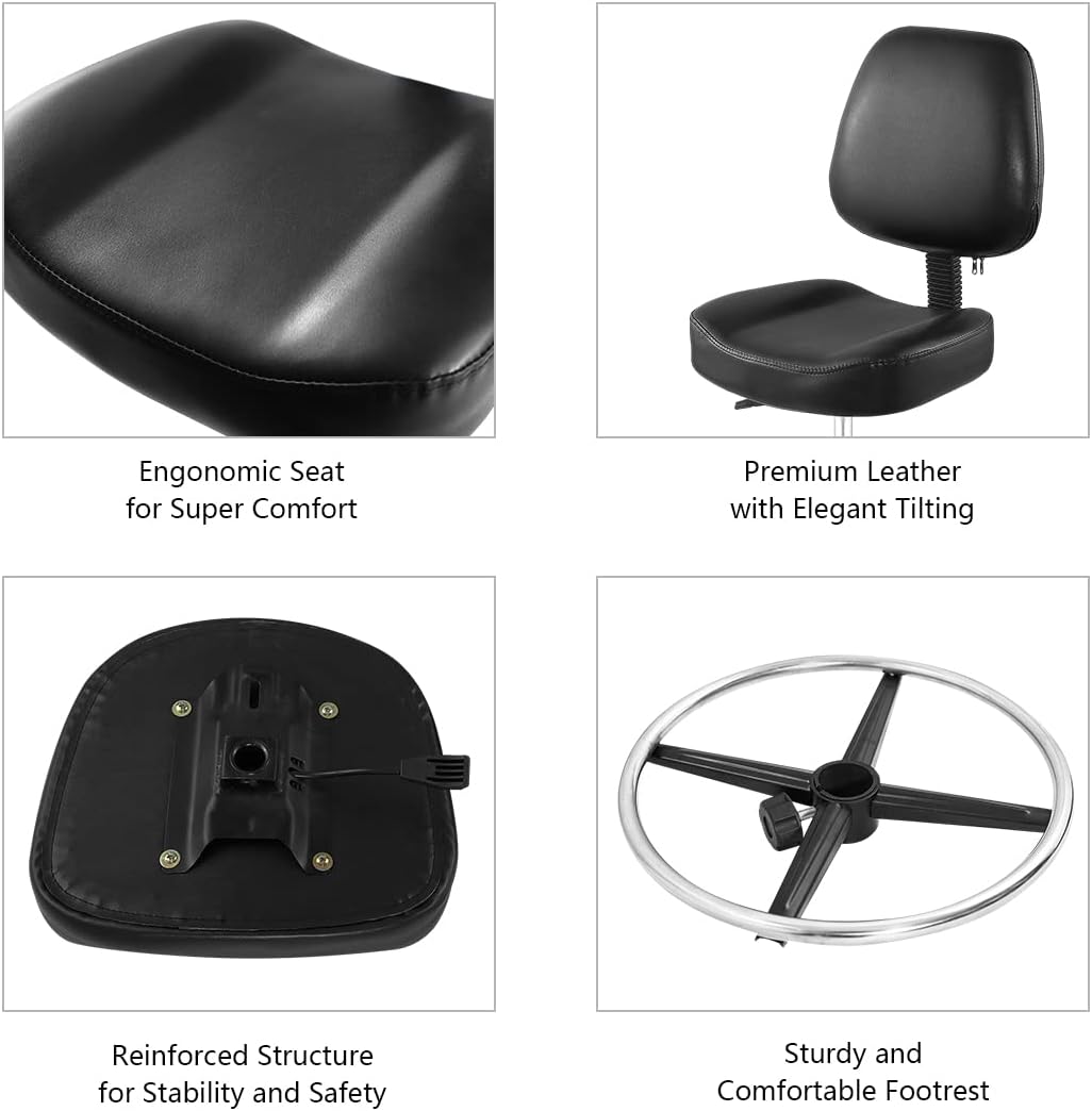 Drafting Chair with Wheels and Footrest - Heavy Duty Tall Office Stool