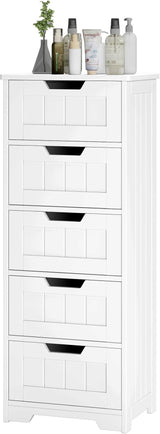 Bathroom Floor Cabinet, Free-Standing Storage Cabinet with 5 Drawers