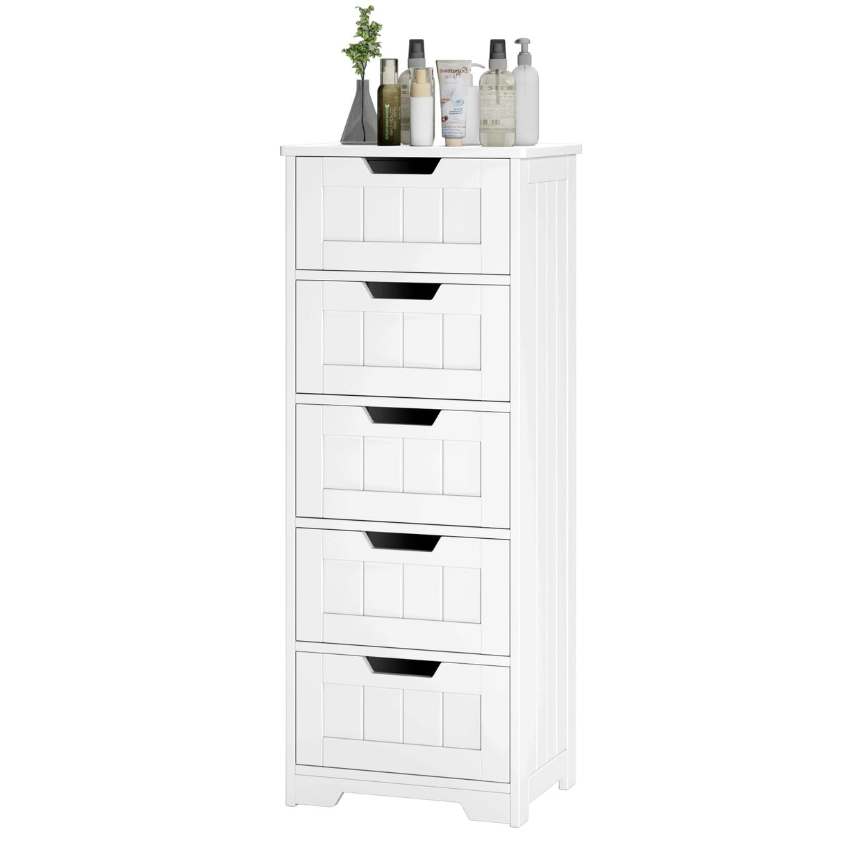 Bathroom Floor Cabinet, Free-Standing Storage Cabinet with 5 Drawers