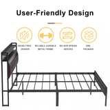 Bed Frame Queen Size with Storage Headboard Platform Bed Frame