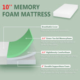 10 Inch Mattress Green Tea Memory Foam Mattress CertiPUR-US Certified,