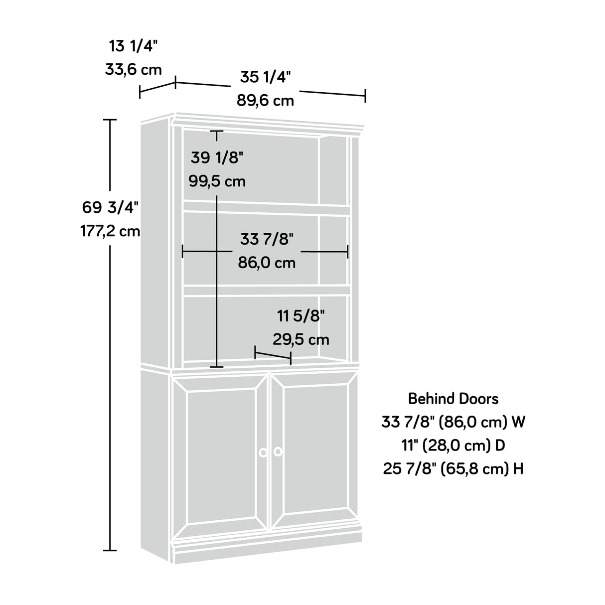 Miscellaneous Storage Bookcase/ Book Shelf With Doors, Chalked Chestnut finish