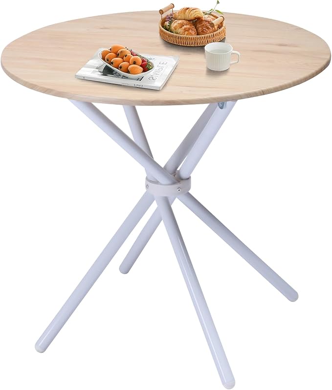31.5" Round Dining Table for 2-4 People, Vintage Wood Kitchen Table with Unique I