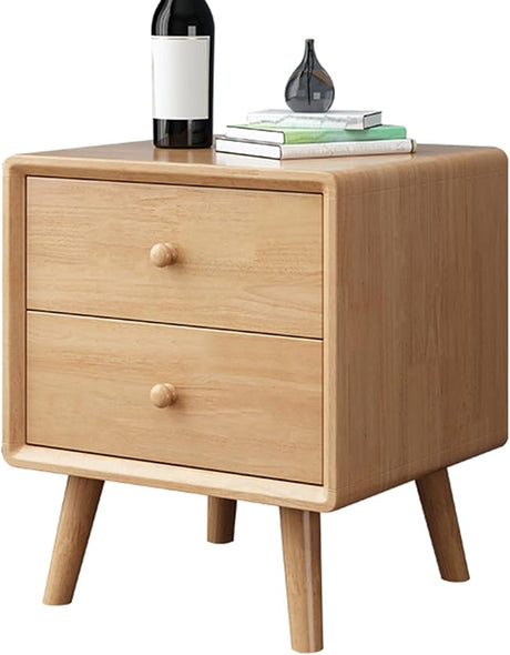 Creative Bedside Table Bedroom Drawer Style Storage Cabinet 2 Layers Solid Wood