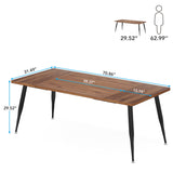 70.9 Inch Large Rectangular Dining Table Kitchen Furniture,Brown+Black