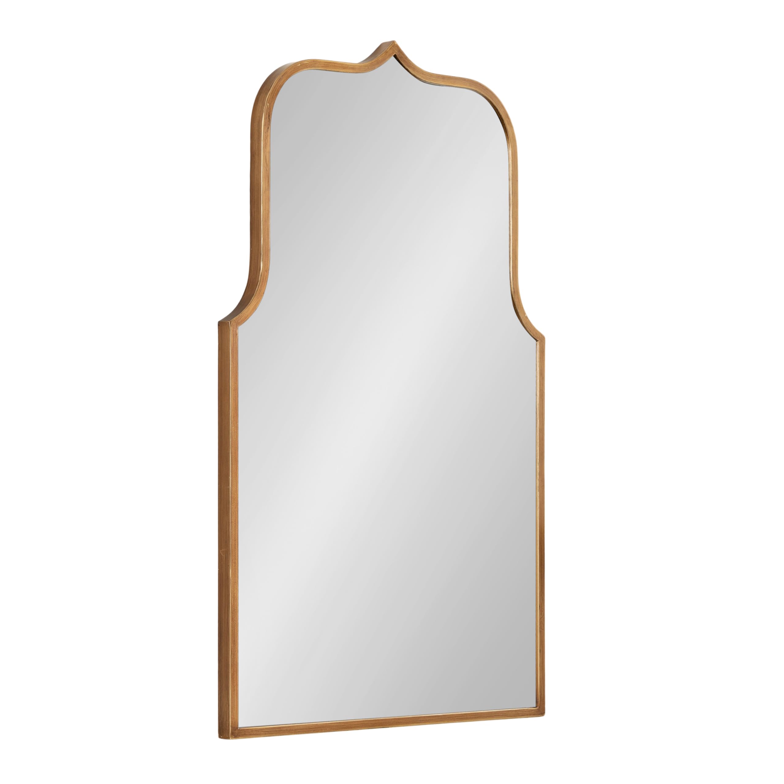Gezella Glam Scalloped Arched Wall Mirror, Antique Gold