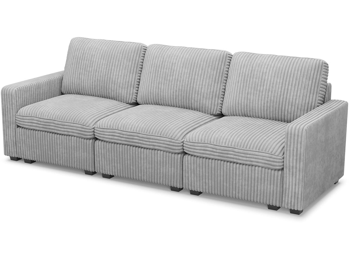 Modular Sectional Sofa with Storage Seats 3 Seat Corduroy Couch Oversized Sectional