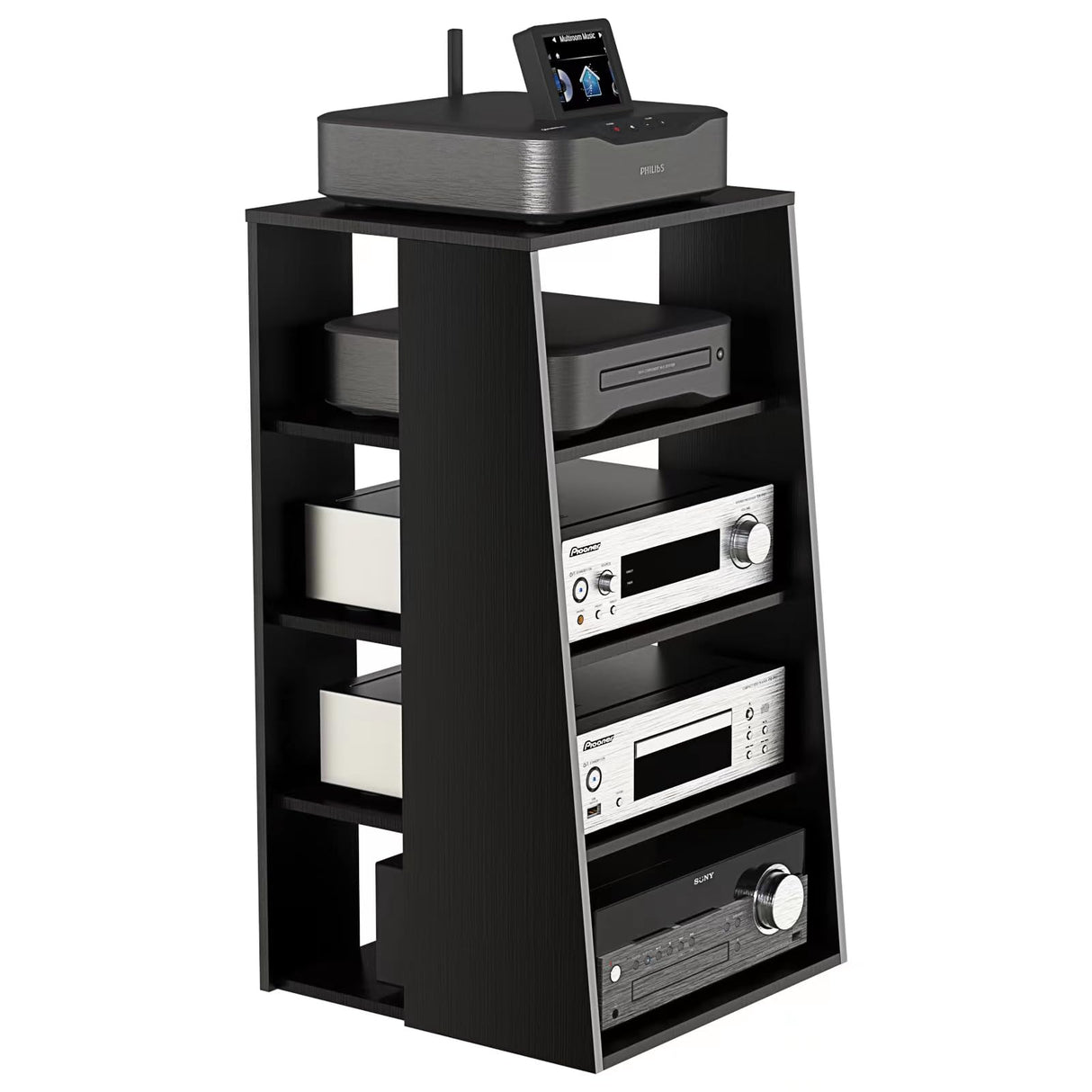 Media Storage Cabinet, Audio Video Media Stand Cabinet with 4 Shelves