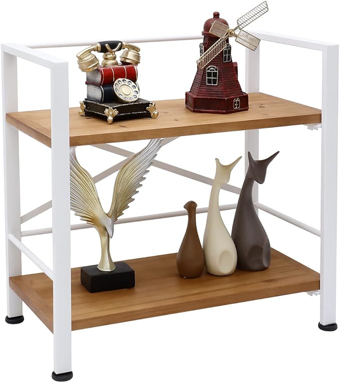 Rustic Bookshelf, 3 Tier Real Wood Bookshelf, Metal Book Shelf for Storage, Black Bookcase, 12.6" D x 23.62" W x 36.61" H