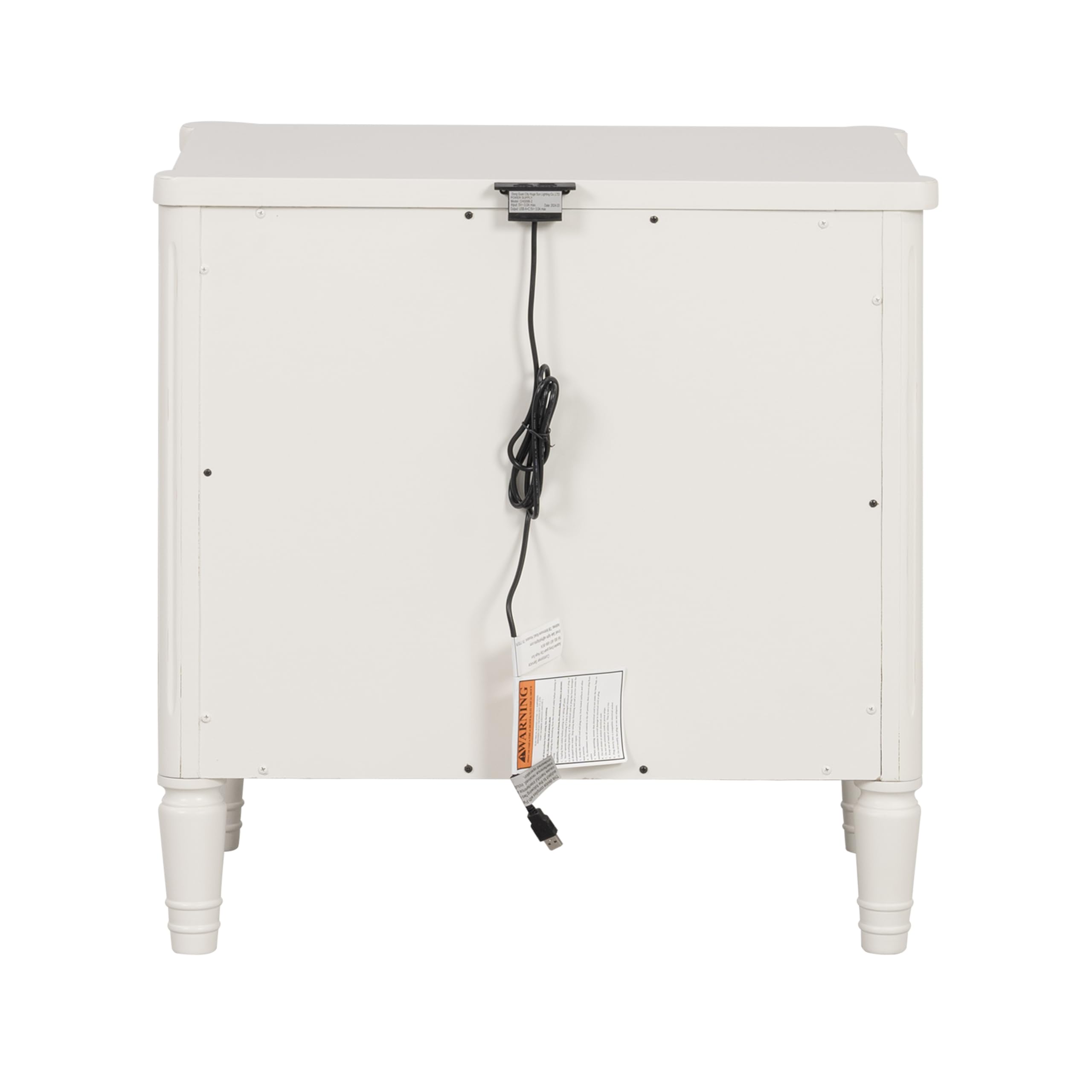 Elyria Modern French Solid Wood Nightstand with 2 Drawers and USB Ports
