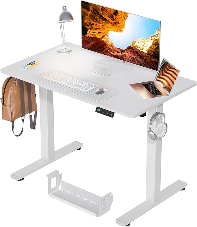 Desk Height Adjustable Electric Stand Up Desks [48 x 24 Inch] - Ergonomic Sit Stand Desk Rising Desks for Home Office, Computer Desk, Stand Desk Workstation with Cable Management