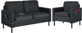 56" W Fabric Loveseat Sofa with 2 USB, Small Couches for Living Room