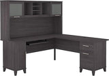 Bush SET001SG Somerset 72-Inch W L-Shaped Desk with Hutch