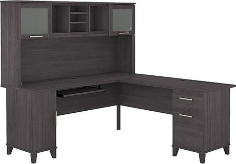 Bush SET001SG Somerset 72-Inch W L-Shaped Desk with Hutch