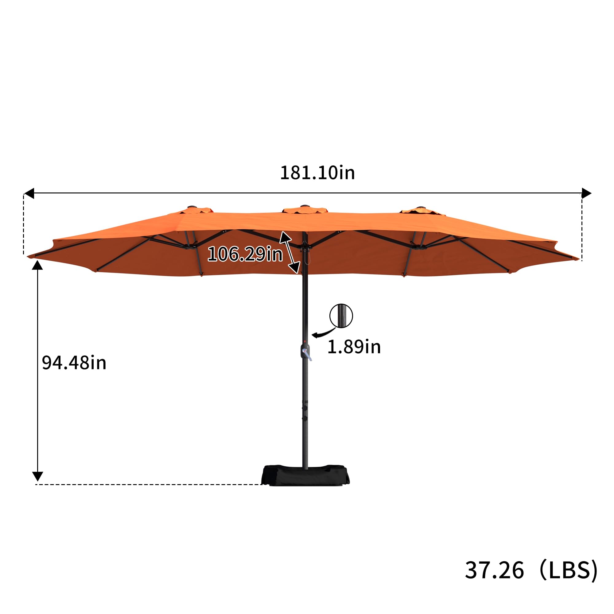 Base Included Outdoor Double-sided Umbrella Extra Large Patio Umbrella Patio Table