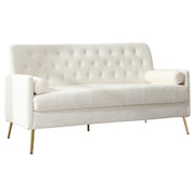 60” Couch Sofa, Mid Century Modern Upholstered Loveseat Sofa Tufted Small Sofa Faux