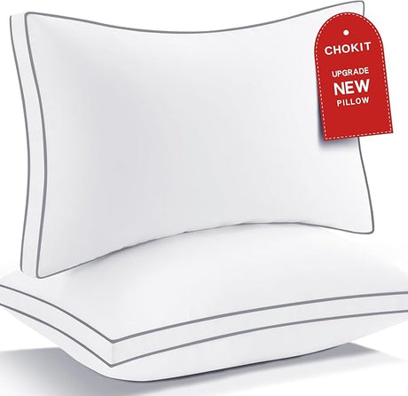 Pillows Standard Size Set of 2, Fluffy and Supportive 7D Down Alternative Bed Pillow