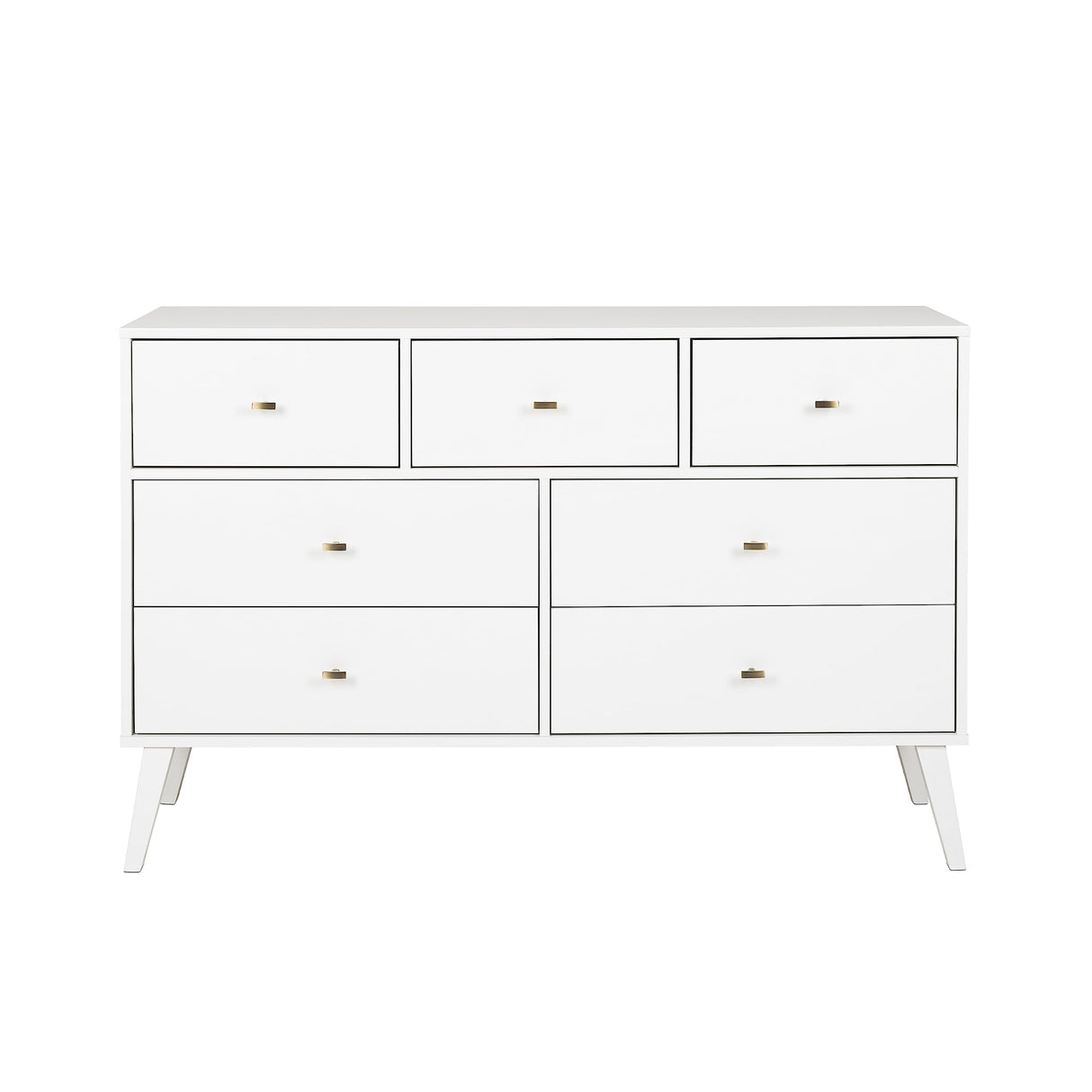 Milo Mid-Century Modern 7 Drawer Double Dresser for Bedroom