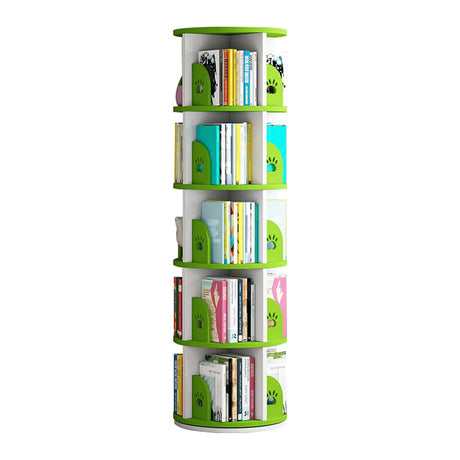 Rotating Bookshelf, 360 Display Corner Bookshelf for Small Space Green Bear Paw Pattern