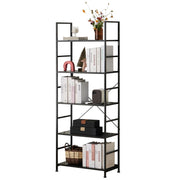 5-Tier Tall Bookcase, Bookshelf with Steel Frame, Modern Industrial Display Shelves,