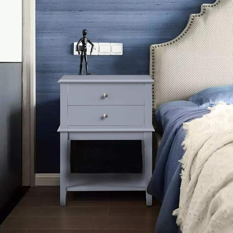 White Nightstand 2 Drawers and Storage Shelf, 28" High Bedroom Night Stand