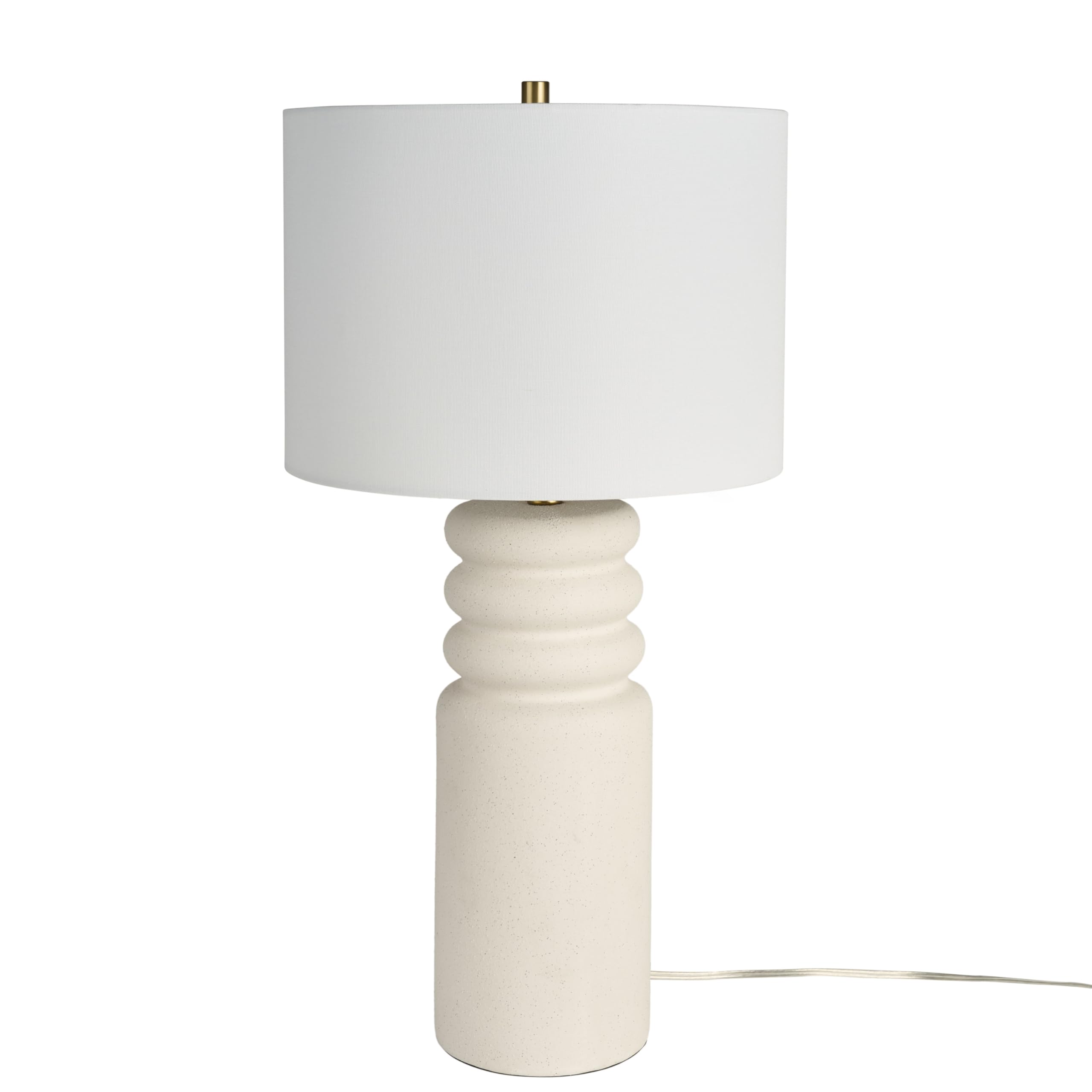 28" White Textured Ceramic Ripple Table Lamp