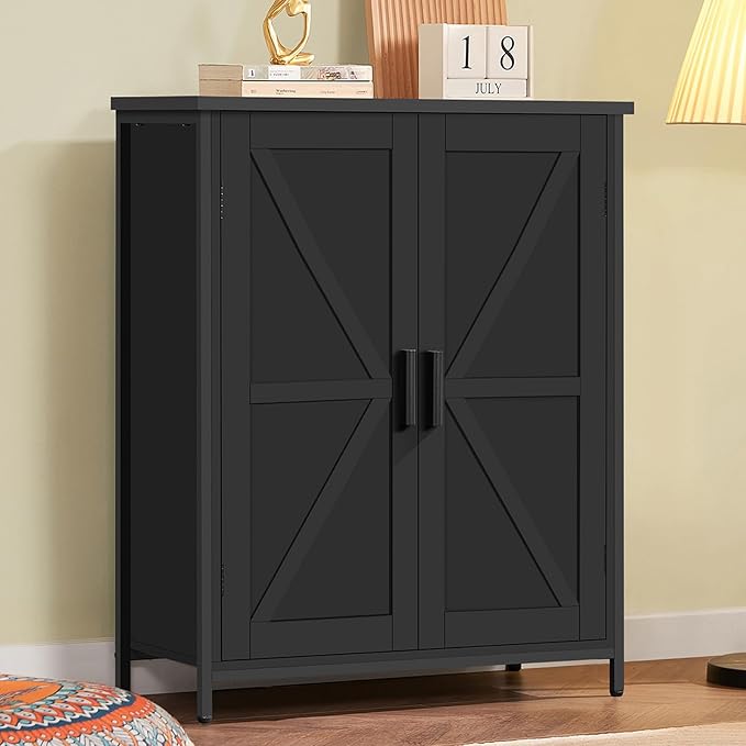 Storage Cabinet, Farmhouse Cabinet with Barn Doors & Shelf, Entryway Cabinet, Small