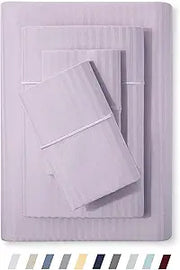 500 TC Twin Size Damask Bed Sheet Set, 100% Soft Cotton Breathable Bedsheets