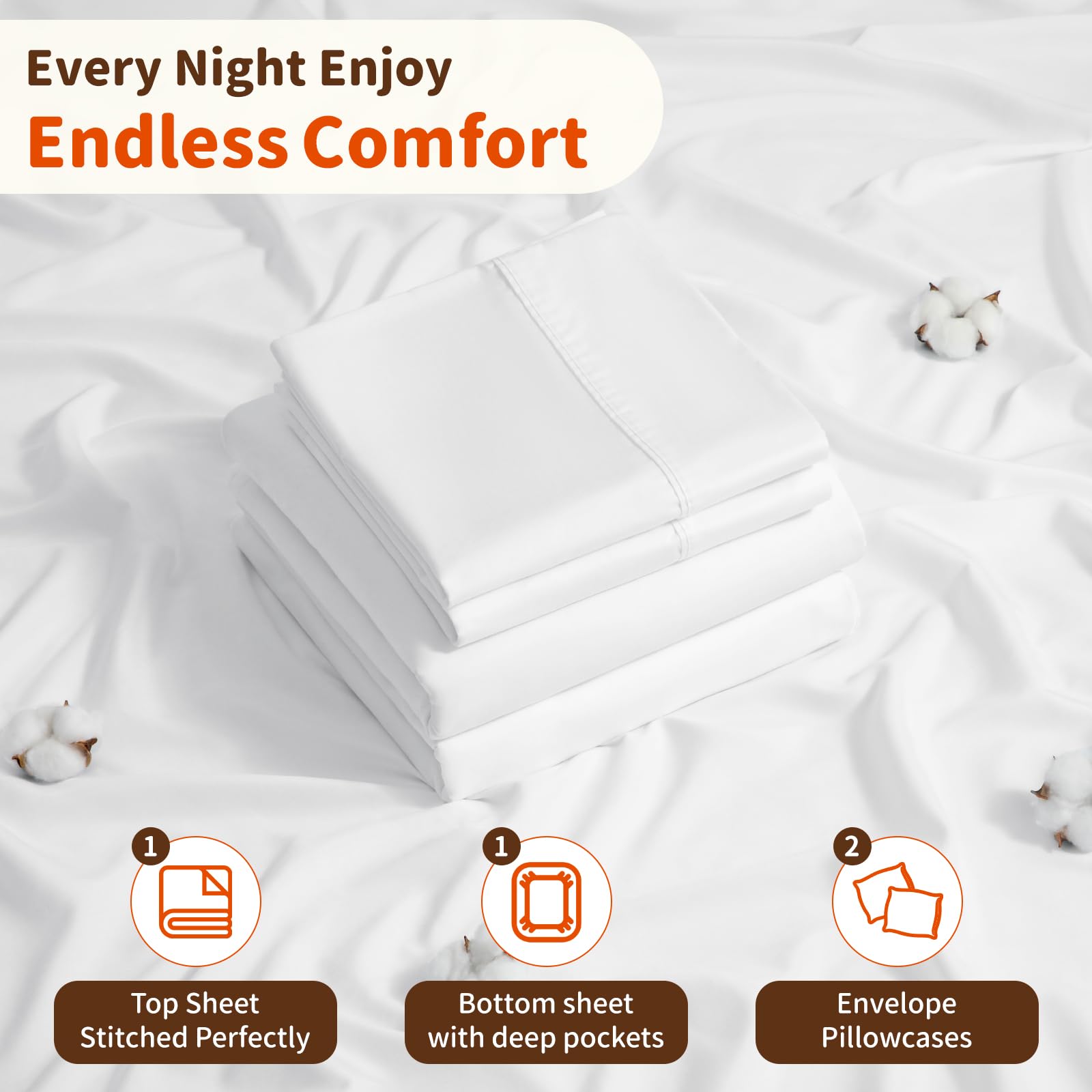 1000 Thread Count 100% Egyptian Cotton Sheets Set,King Size Bed Sheet 4 Piece Sets,