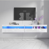 Floating TV Stand, Wall Mounted TV Shelf with Led Lights & Power Outlet