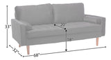 Haven Modern Velvet Sofa with Bolster Pillows, Button Tufted Seat, Track Arms